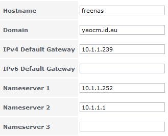 Global network configuration for FreeNAS VM