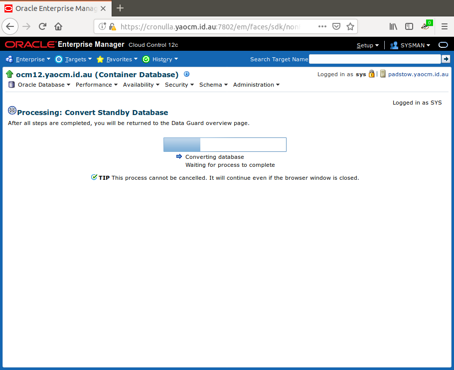 OEM Processing: Convert Standby Database