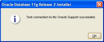 Test connection to My Oracle Support succeeded